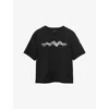 Allsaints Womens Black Lisa Vena Graphic-print Short-sleeve Cotton T-shirt In Black