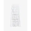 Allsaints Lizi Tiered Lace Maxi Skirt In Chalk White