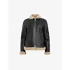 Allsaints Lorel Genuine Shearling Flight Jacket In Black