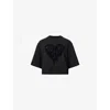 Allsaints Womens Black Lottie Logo-embroidered Short-sleeve Cotton T-shirt