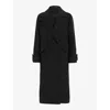 Allsaints Womens Black Mabel Double-breasted Oversized Woven Coat In Black