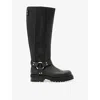 Allsaints Womens Black Maddie Leather Knee-high Boots Eur 40 / 7 Uk In Black
