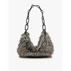 Allsaints Womens  Madea Chain Bead-embellished Cotton Cross-body Bag In Silver/silver