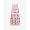 Allsaints Womens Mauve Pink Talia Tiered-hem Modal Maxi Skirt In Pink