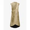 Allsaints Womens  Rayanna Pleated Woven Midi Dress In Gold