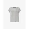 Allsaints Womens Metallic Silve Thea Metallic Stretch-woven Top In Gray