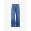 Allsaints Blake Studded Wide Leg Denim Jeans In Mid Indigo