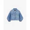 Allsaints Womens Mid Indigo Luca Cropped Denim Jacket In Blue