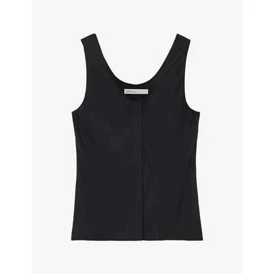 Allsaints Womens Milla Scoop-neck Silk-blend Cami Top Black