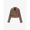 Allsaints Womens Mole Brown Ophelia Dropped-shoulder Belted-waist Suede Jacket Xs In Brown