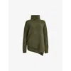 Allsaints Lock Roll Neck Asymmetric Sweater In Moss Green