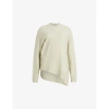 Allsaints Womens Muted Green Lock Crew-neck Relaxed-fit Stretch-wool Jumper