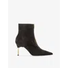 Allsaints Womens Bitter Brown Natasha Suede Heeled Ankle Boots Eur 36 / 3 Uk In Brown