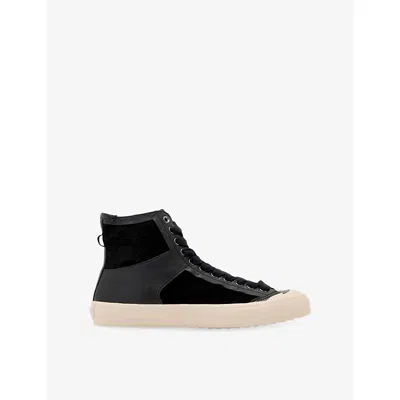 Allsaints Womens Numont Leather And Suede Trainers Black Eur 38/5 Uk