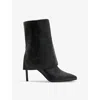Allsaints Womens Black Odyssey Pointed-toe Leather Boots In Black