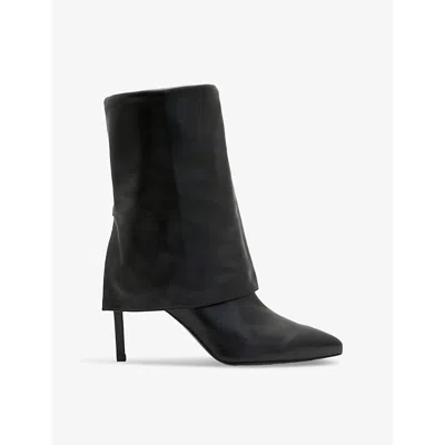 Allsaints Womens Black Odyssey Pointed-toe Leather Boots