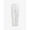 Allsaints Womens Off White Florence Zip-pocket Straight Mid-rise Jeans In Off White