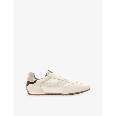 Allsaints Womens Off White/khak Liam Leather And Suede Trainers Eur 40 / 7 Uk In Neutral