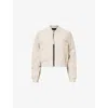 Allsaints Womens Orten Leather Bomber Jacket Onyx White