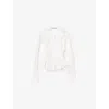 Allsaints Womens Optic White Evanna High-neck Side-tie Cotton Shirt In White