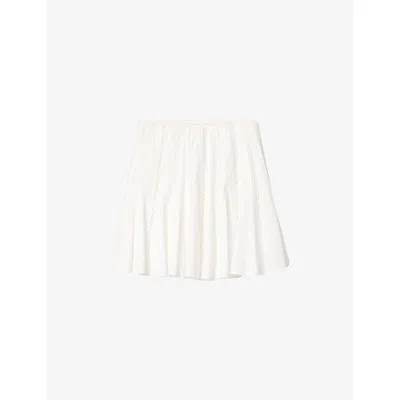 Allsaints Womens Optic White Frances Ladder-trim Cotton Mini Skirt