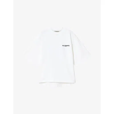 Allsaints Womens Optic White Halis Amelie Oversized-fit Cotton-jersey T-shirt
