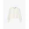 Allsaints Womens Optic White Hart Lace-trim Cotton Blouse