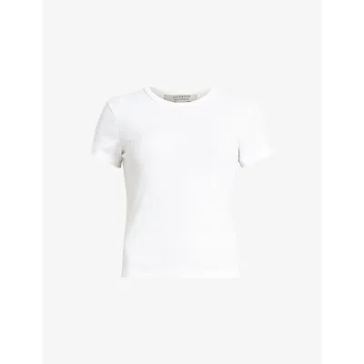 Allsaints Womens Optic White Round-neck Slim-fit Cotton-jersey T-shirt