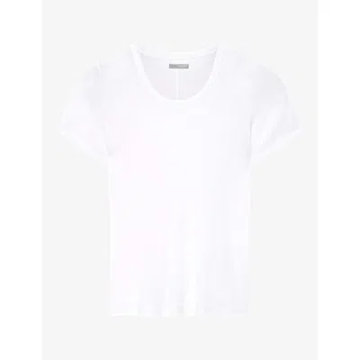 Allsaints Womens Optic White Teresa Long-sleeve Stretch-jersey T-shirt Xs In Multi