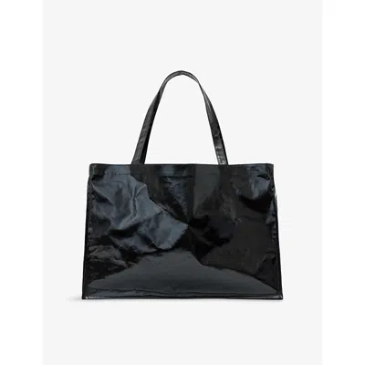 Allsaints Womens Oversized Coated Cotton Tote Bag Black