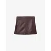 Allsaints Womens Oxblood Red Renai Slim-fit Mid-rise Leather Mini Skirt In Burgundy