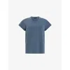 Allsaints Womens Oyster Blue Anna Relaxed-fit Short-sleeve Organic-cotton T-shirt