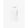 Allsaints Womens Oyster White Marion Slim-fit Shirred Sleeveless Woven Top