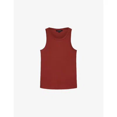 Allsaints Womens Paprika Red Rina Round-neck Sleeveless Stretch-woven Tank In Burgundy
