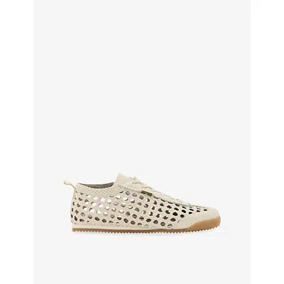 Allsaints Womens Parchment Whit Kenny Woven Leather Trainers Eur 37 / 4 Uk In Neutral