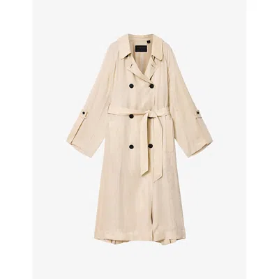 Allsaints Womens  Lizie Relaxed-fit Woven Trench Coat In Brown