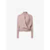 Allsaints Womens Wasson Pirate Multi-wear Merino-wool Cardigan Pashmina Pink