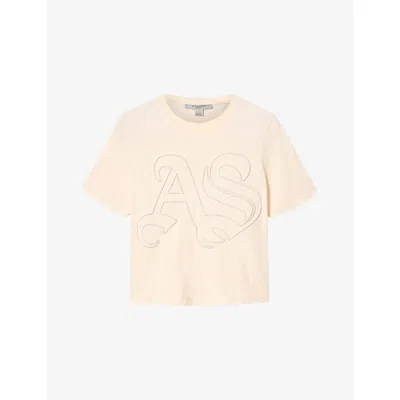 Allsaints Womens Pebble White Lisa Brand-embroidered Cotton-jersey T-shirt In Neutral