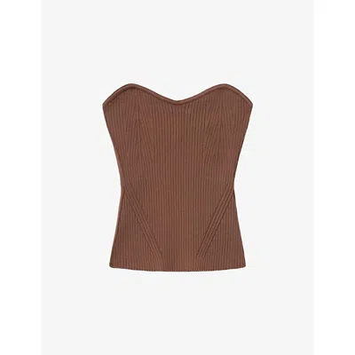 ALLSAINTS WOMENS ALLSAINTS CRUZ RIBBED JERSEY TOP