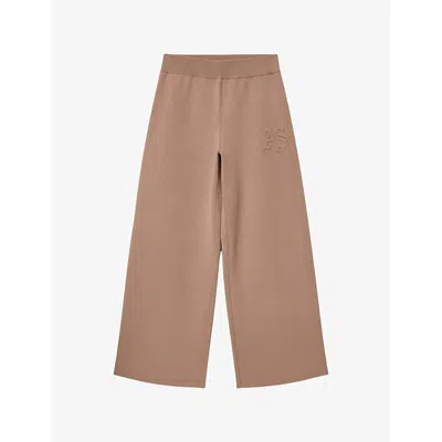 Allsaints Womens Pine Bark Brow Sonny Logo-embossed Stretch-knit Trousers In Brown