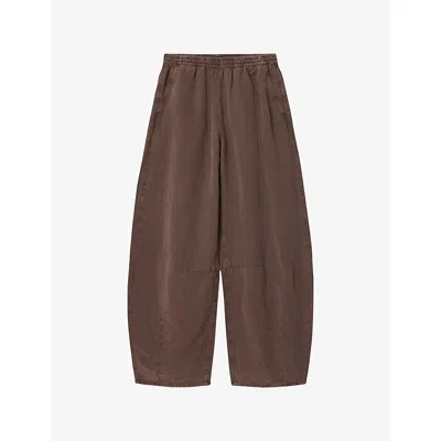 Allsaints Womens Plum Brown Jett Wide-leg Lyocell-blend Trousers