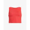 Allsaints Womens Poppy Pink Rina Round-neck Cropped Stretch-jersey Tank In Poppy Pink
