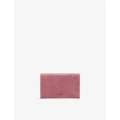 Allsaints Womens Raspberry Pink Harluna Logo-debossed Leather Wallet