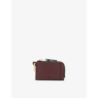 Allsaints Womens Dark Red Remy Logo-debossed Square Leather Wallet