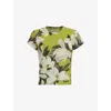 Allsaints Womens Revive Stem Gr Ellie Floral-print Mesh T-shirt In Revive Stem Gr