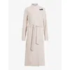 Allsaints Riley Wool Blend Belted Coat In Desert White