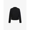 Allsaints Womens Black Rina Roll-neck Long-sleeve Stretch-woven Top In Animal Print