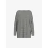 Allsaints Rita Stripe Long Sleeve Top In Black In Chalk/ink