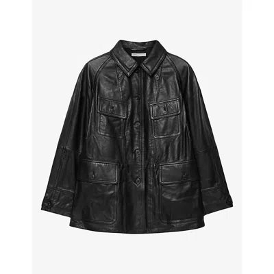 Allsaints Womens Roiya Hunting Leather Jacket Black