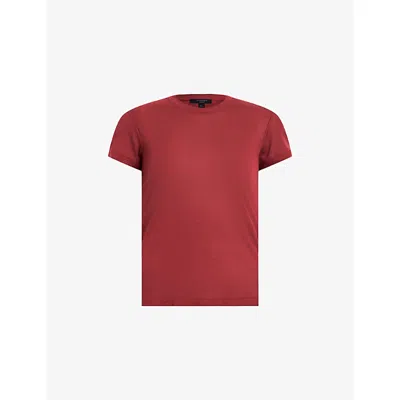 Allsaints Womens June Round-neck Short-sleeve Woven T-shirt Rosewood Red